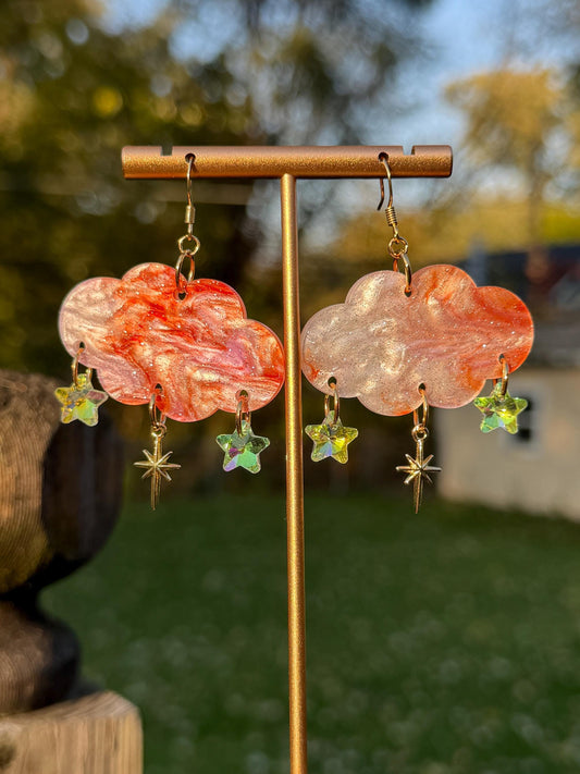 Cloudy Day Acrylic Earrings - Celestial Star Drops