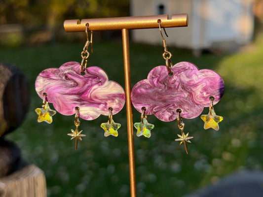 Cloudy Day Acrylic Earrings - Celestial Star Drops