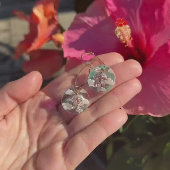 Iridescent Cloudy Charmed Circle Hoop Earrings