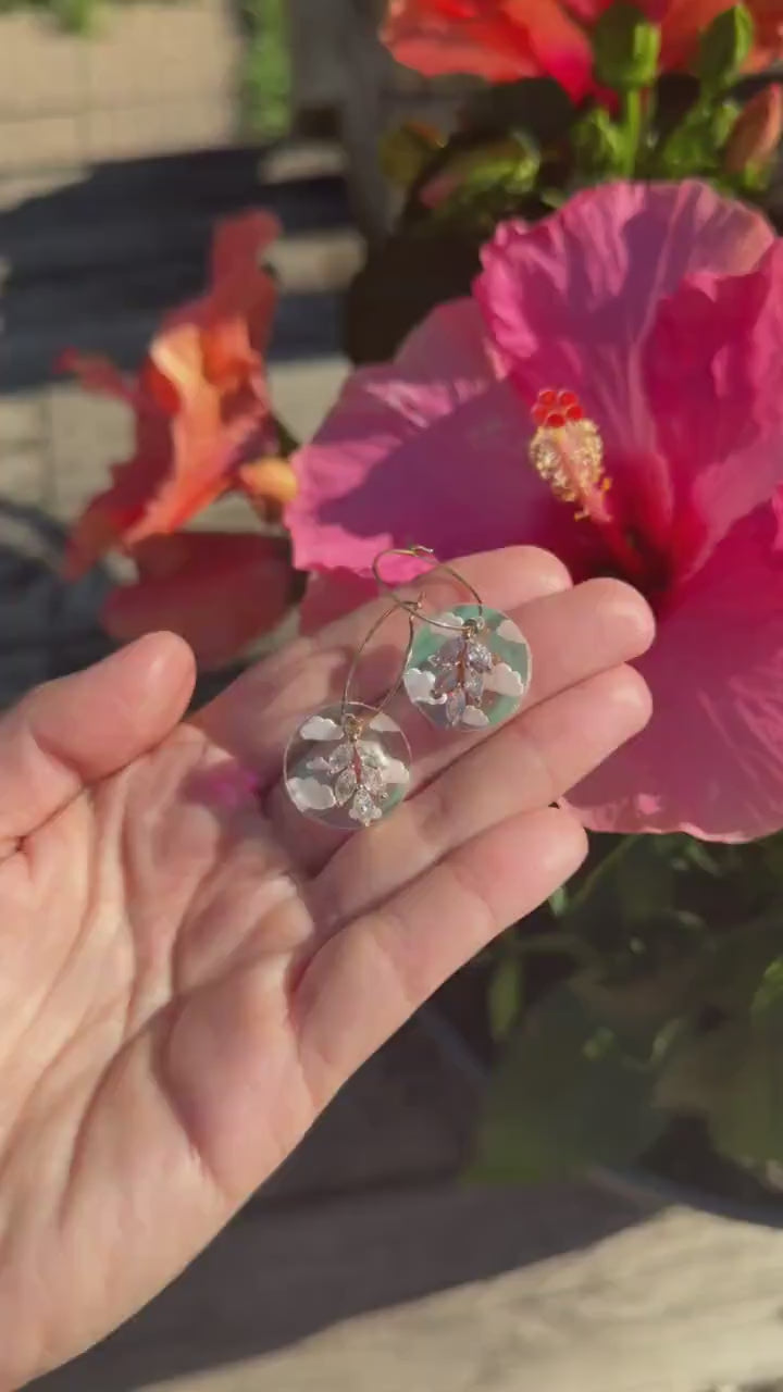 Iridescent Cloudy Charmed Circle Hoop Earrings