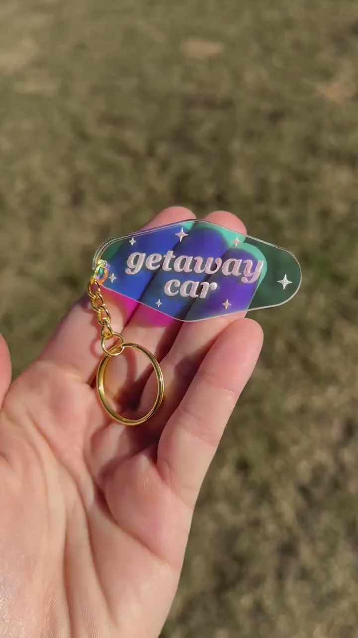 Getaway Car Iridescent Acrylic Motel Keychain