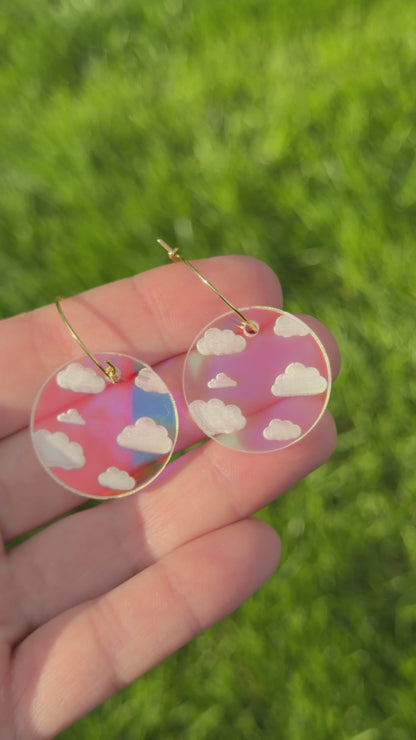 Iridescent Cloudy Circle Hoop Earrings