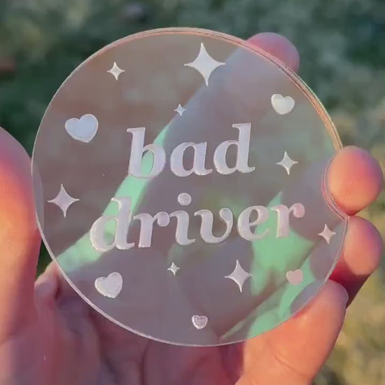 Individual 3 Inch Iridescent Car Coaster - Bad Driver