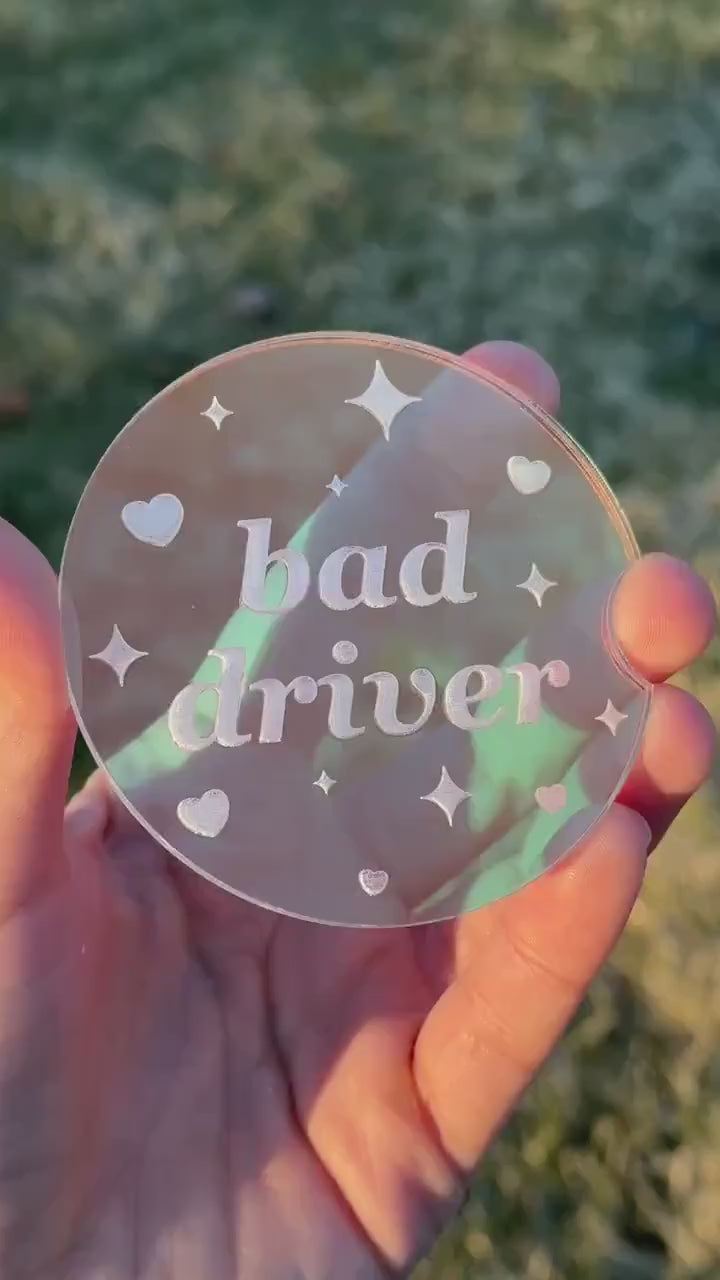 Individual 3 Inch Iridescent Car Coaster - Bad Driver