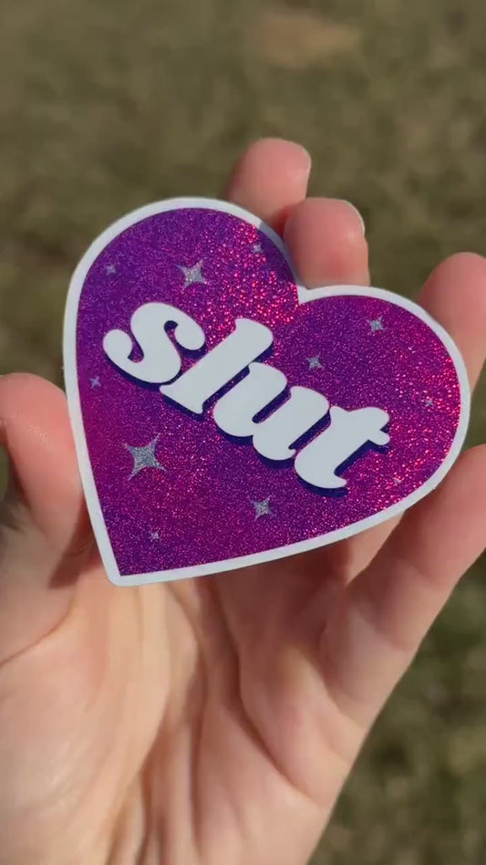 Slut Pink/Purple Glittery Dust Sticker