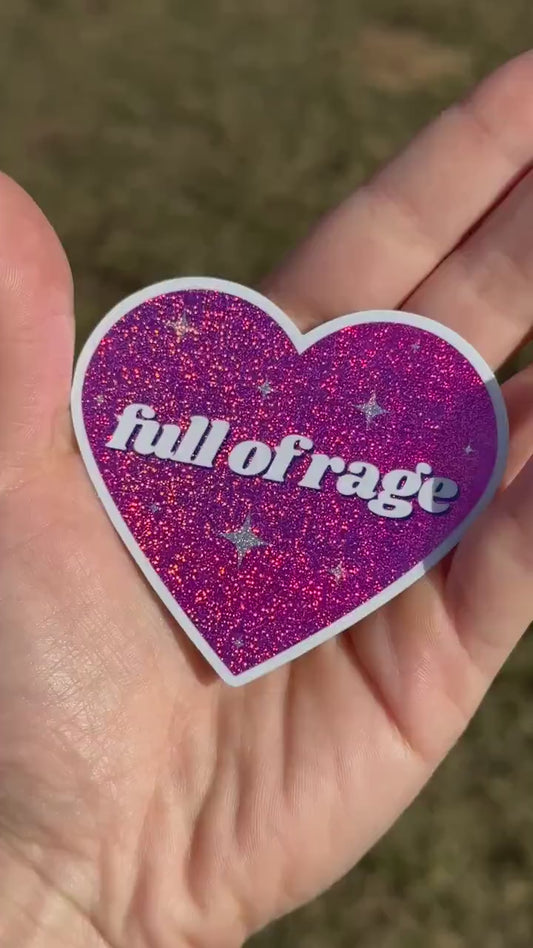 Full Of Rage Pink/Purple Glittery Dust Sticker