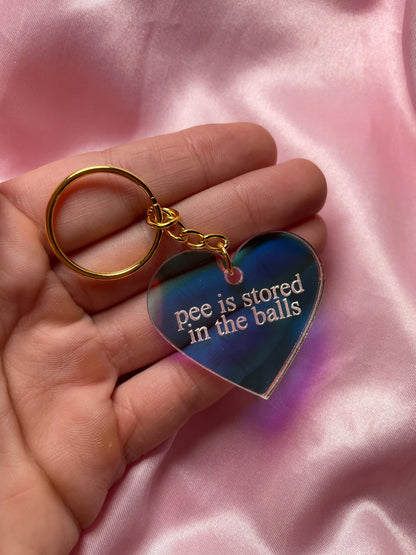 Pee Is Stored In The Balls Iridescent Acrylic Keychain