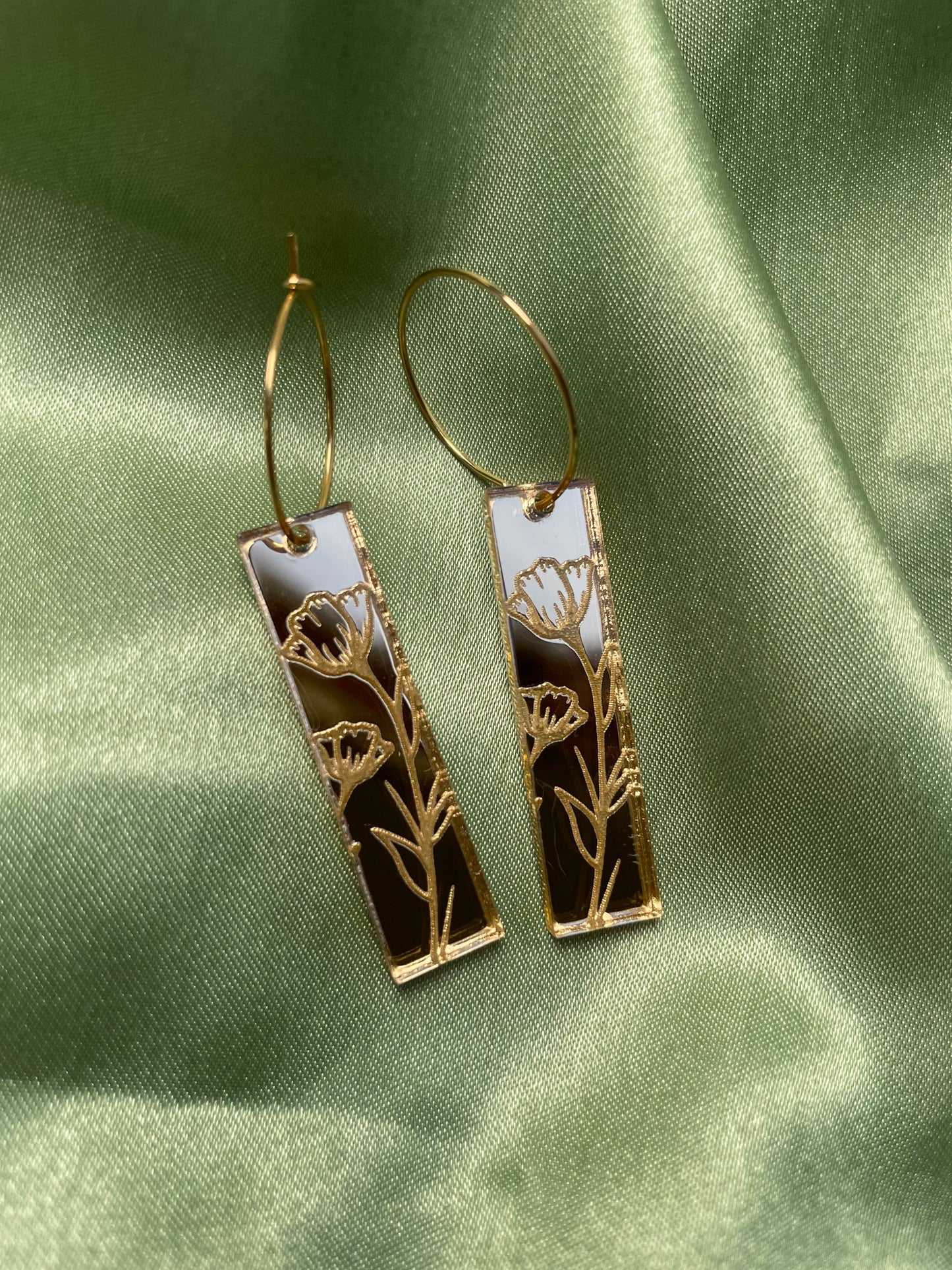 Gold Mirror Veronica Rectangle Hoop Earrings