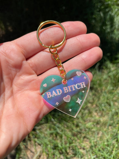 Bad Bitch Iridescent Acrylic Keychain