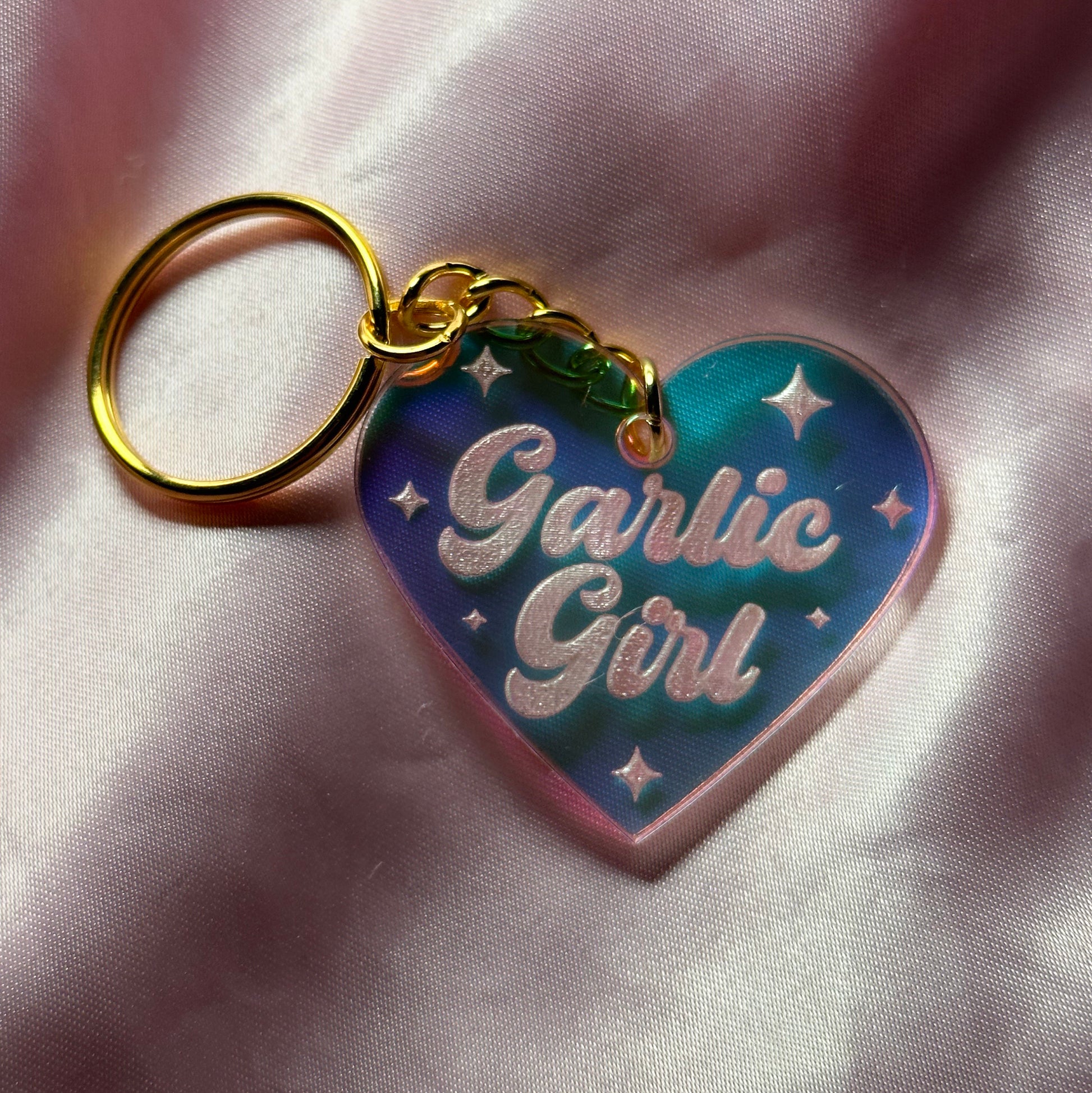Made To Order Garlic Girl Iridescent Acrylic Keychain