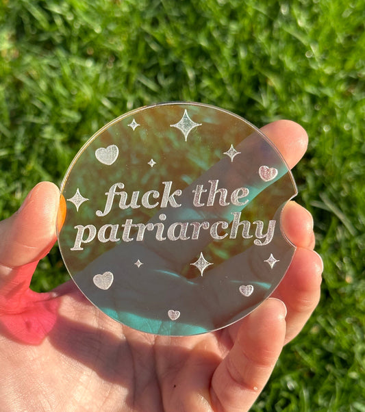 3 Inch Iridescent Car Coaster (Set of 2) - Fuck The Patriarchy