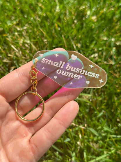 Small Business Owner Iridescent Acrylic Motel Keychain