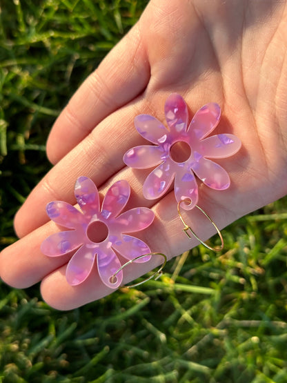 Lavender Haze Floral Laura Hoop Earrings