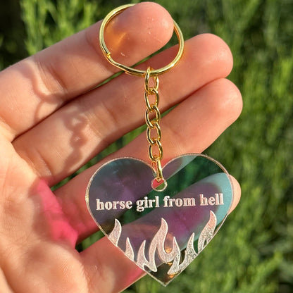 Horse Girl From Hell Iridescent Acrylic Keychain