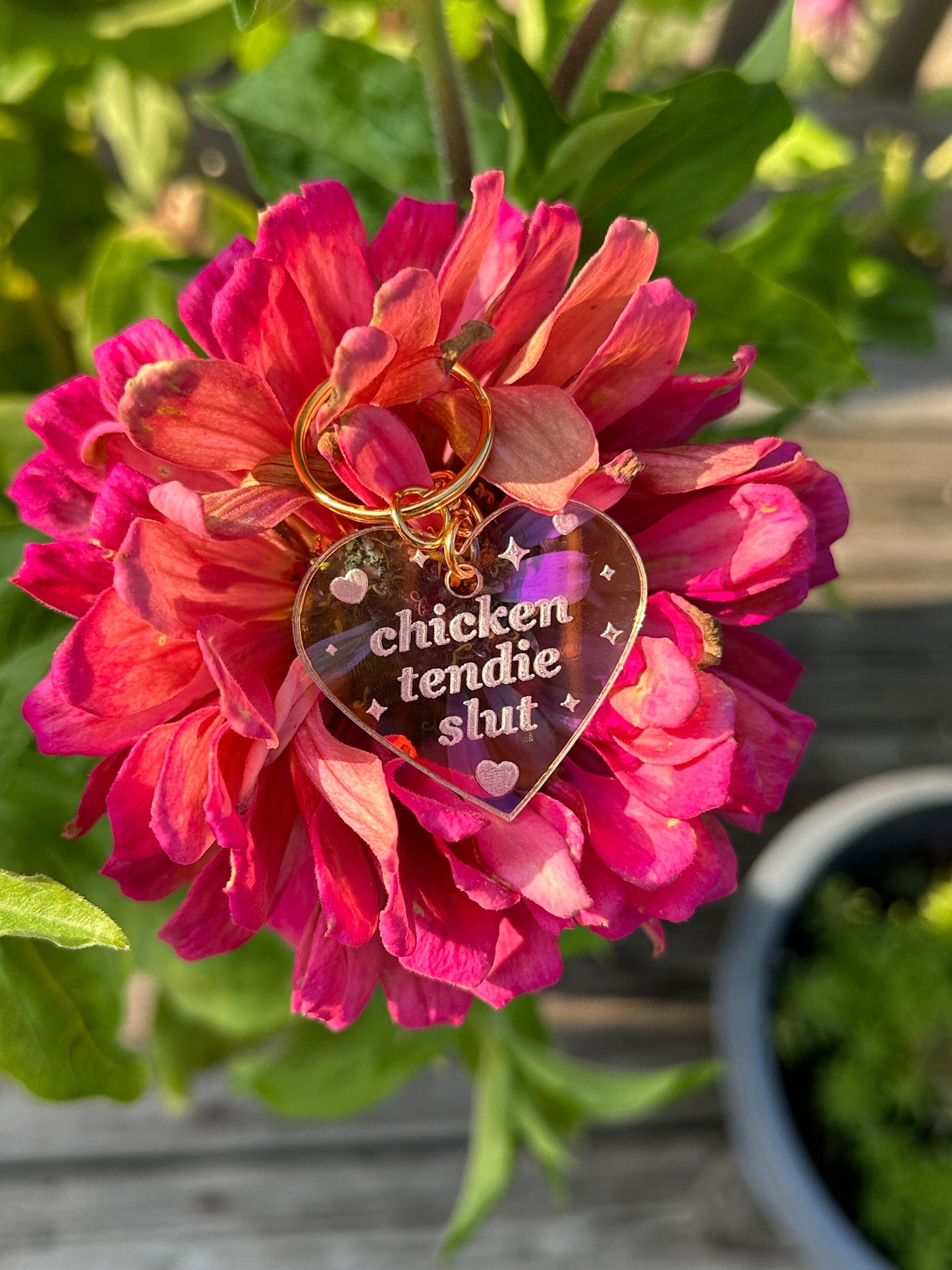 Chicken Tendie Slut Iridescent Acrylic Keychain