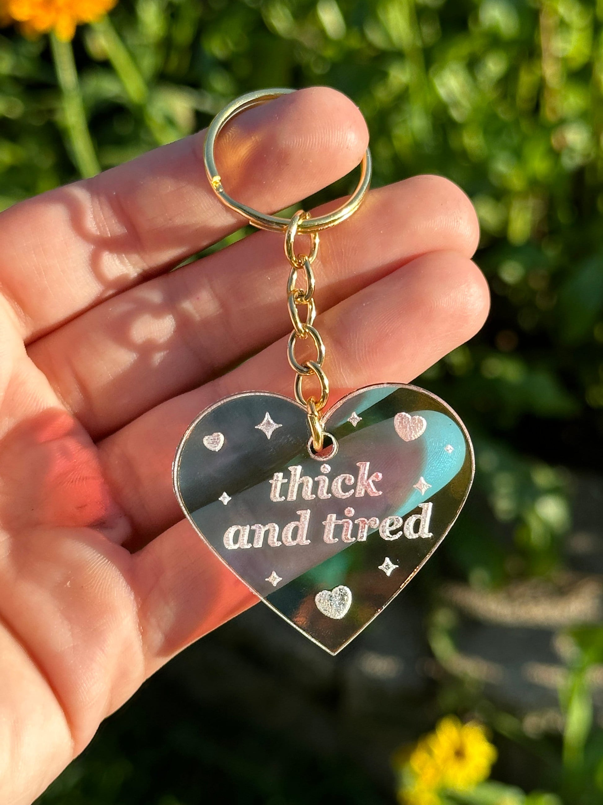 Thick & Tired Iridescent Acrylic Keychain