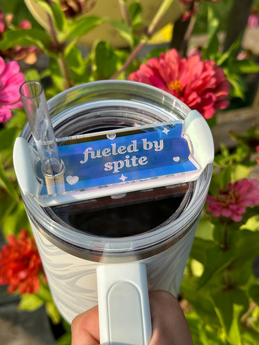 Iridescent Fueled By Spite Tumbler Topper 40 oz Size (Fits New 2.0 Cups Only Read Below!)