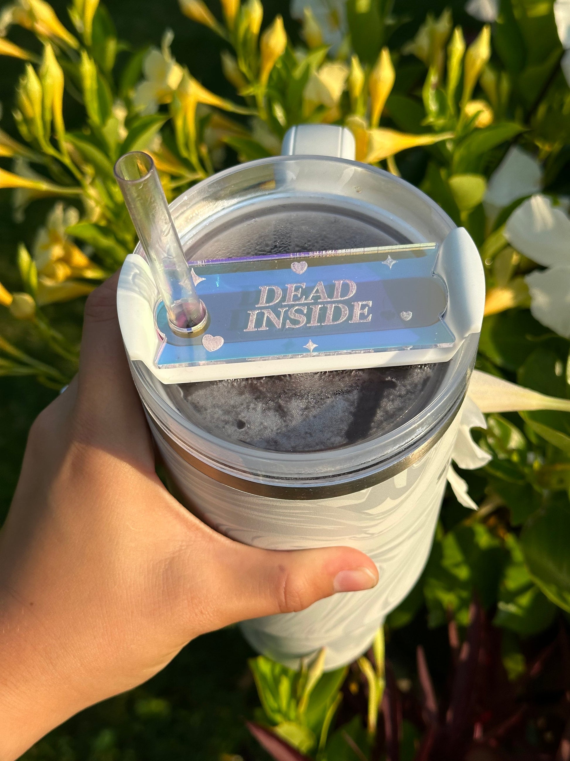 Iridescent DEAD INSIDE Tumbler Topper 40 oz Size (Fits New 2.0 Cups Only Read Below!)