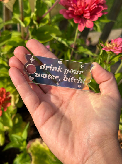 Iridescent Drink Your Water, Bitch! Tumbler Topper 40 oz Size (Fits New 2.0 Cups Only Read Below!)