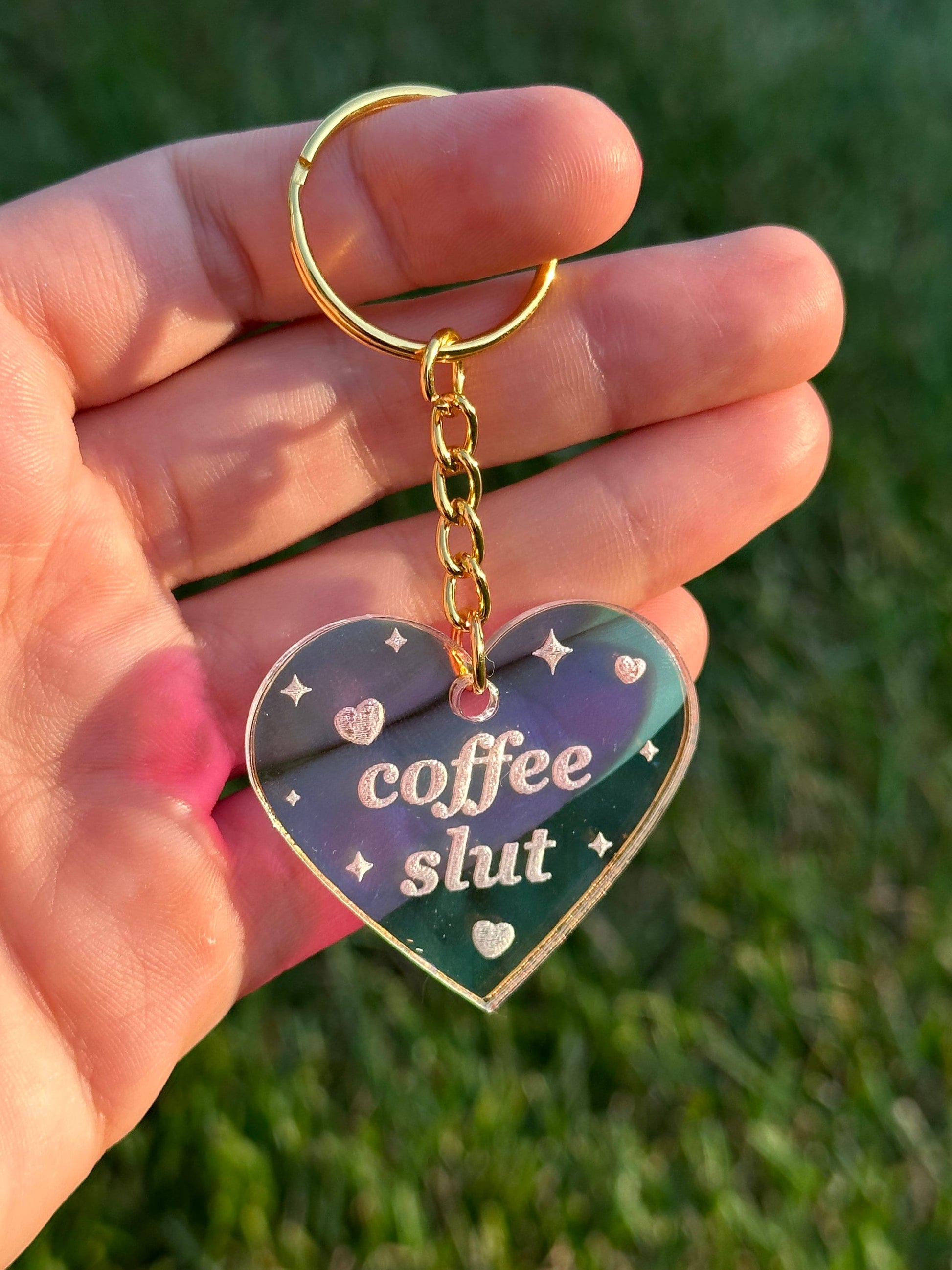 Coffee Slut Iridescent Acrylic Keychain