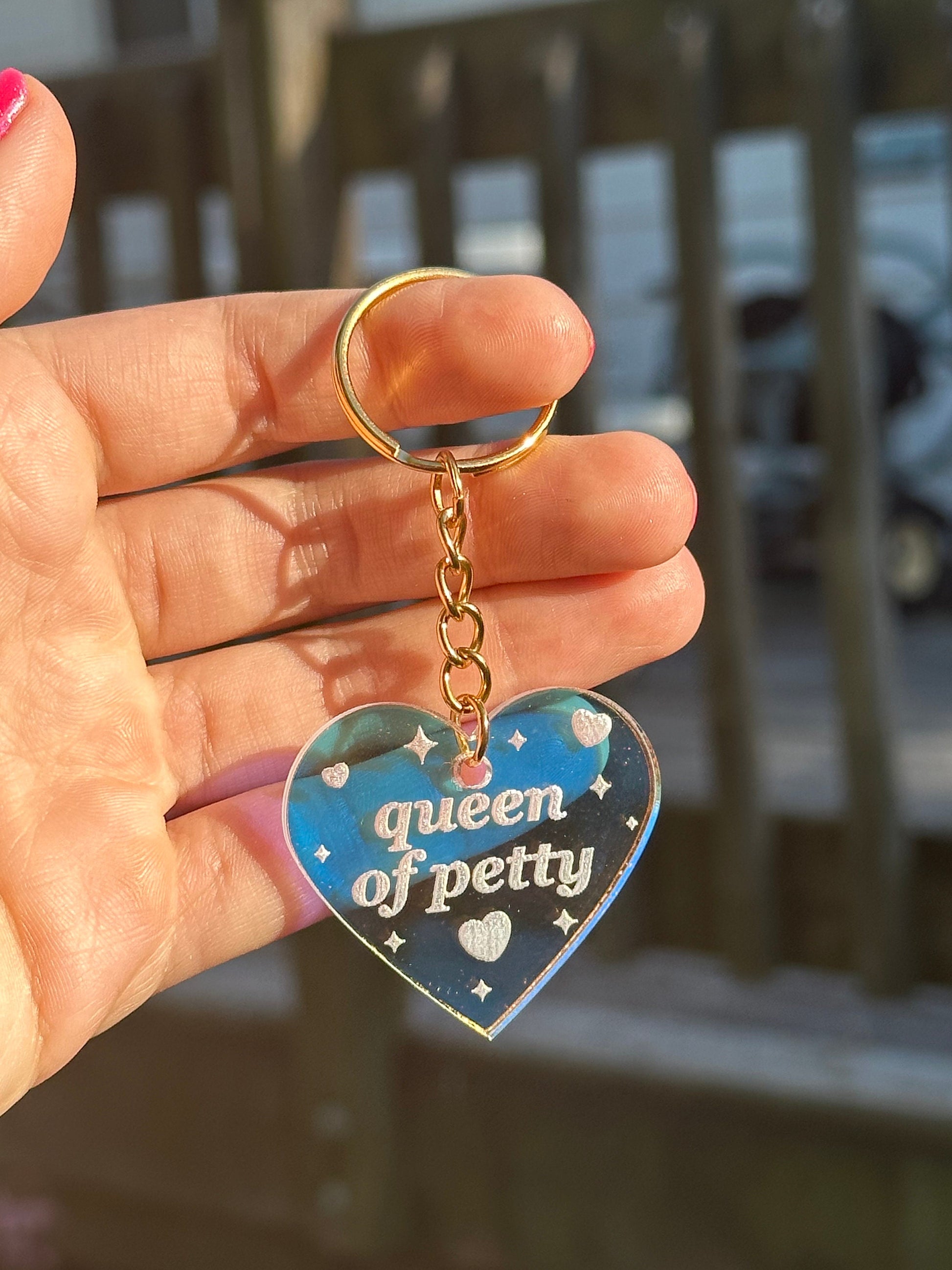 Queen Of Petty Iridescent Acrylic Keychain