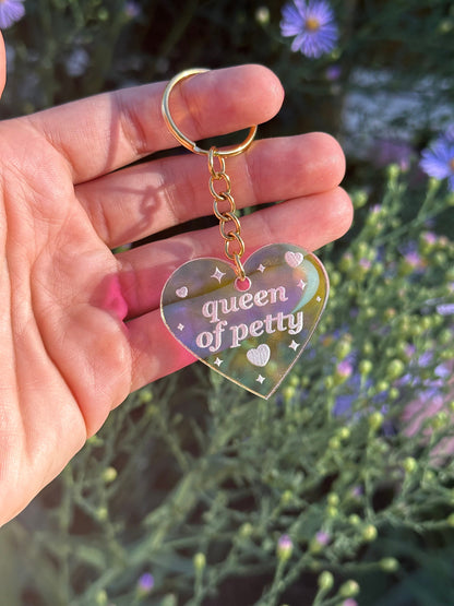 Queen Of Petty Iridescent Acrylic Keychain