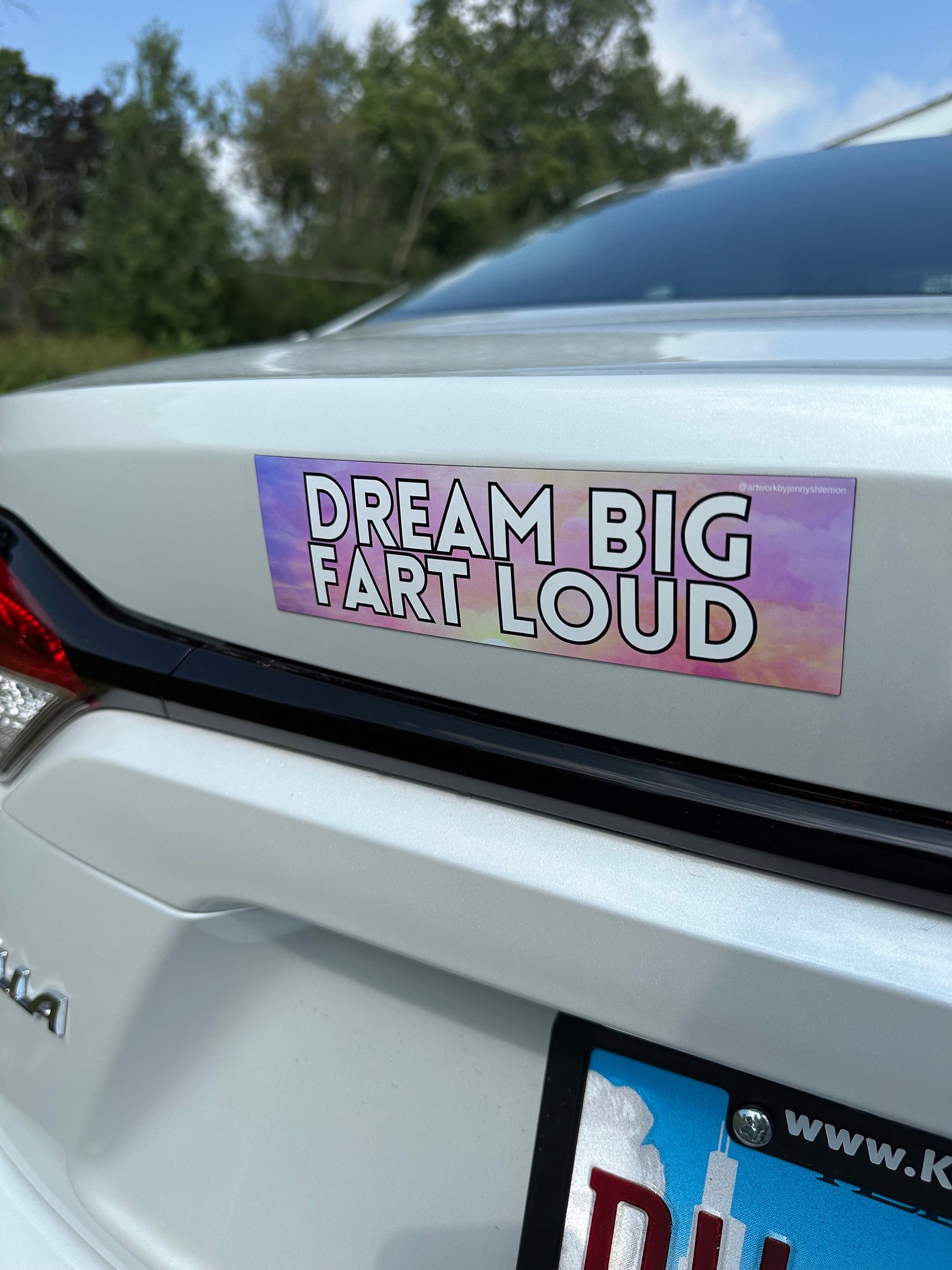 Dream Big Fart Loud Car Magnet