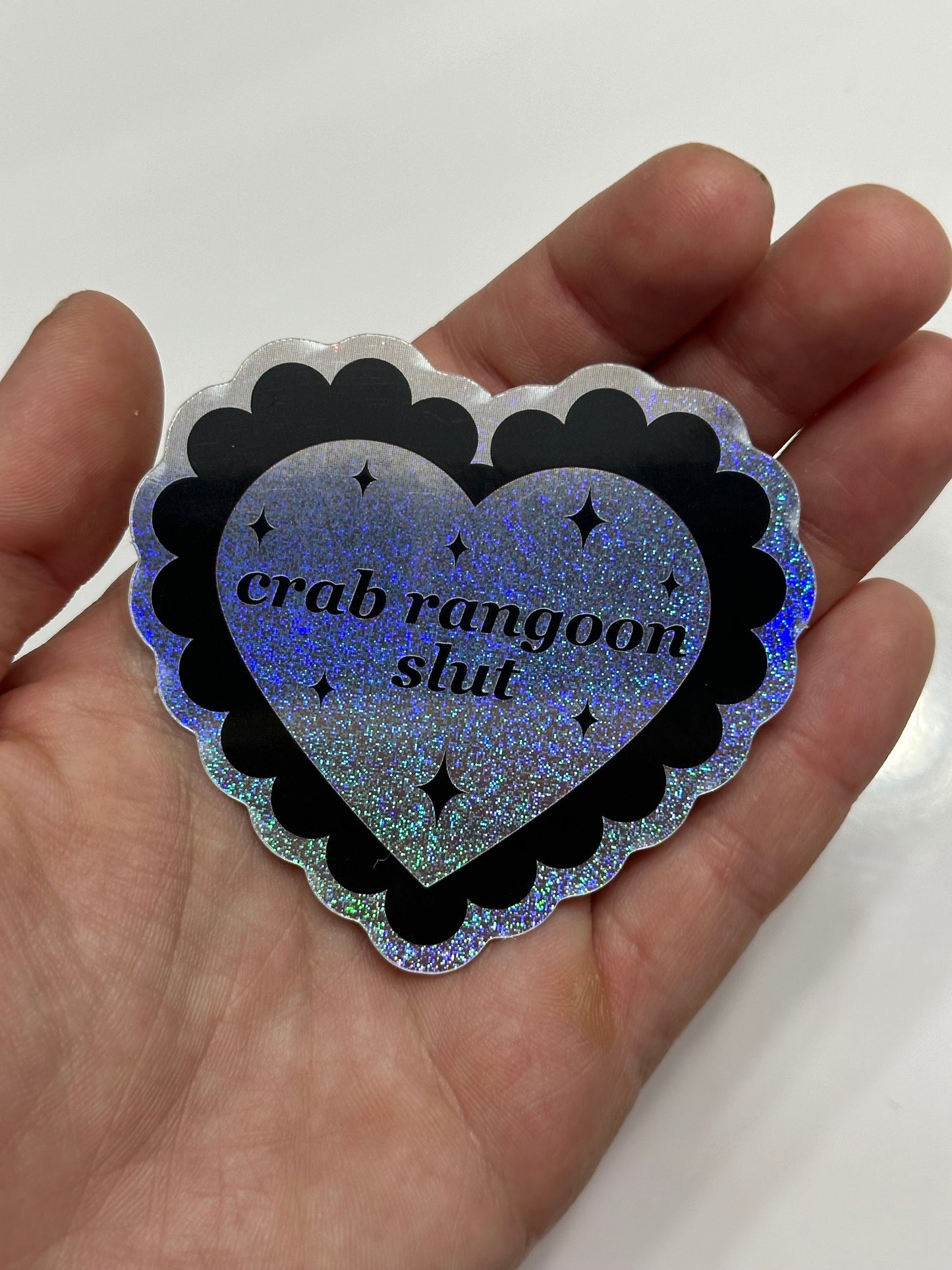 Crab Rangoon Slut Scalloped Pixie Dust Sticker 2.7x2.5