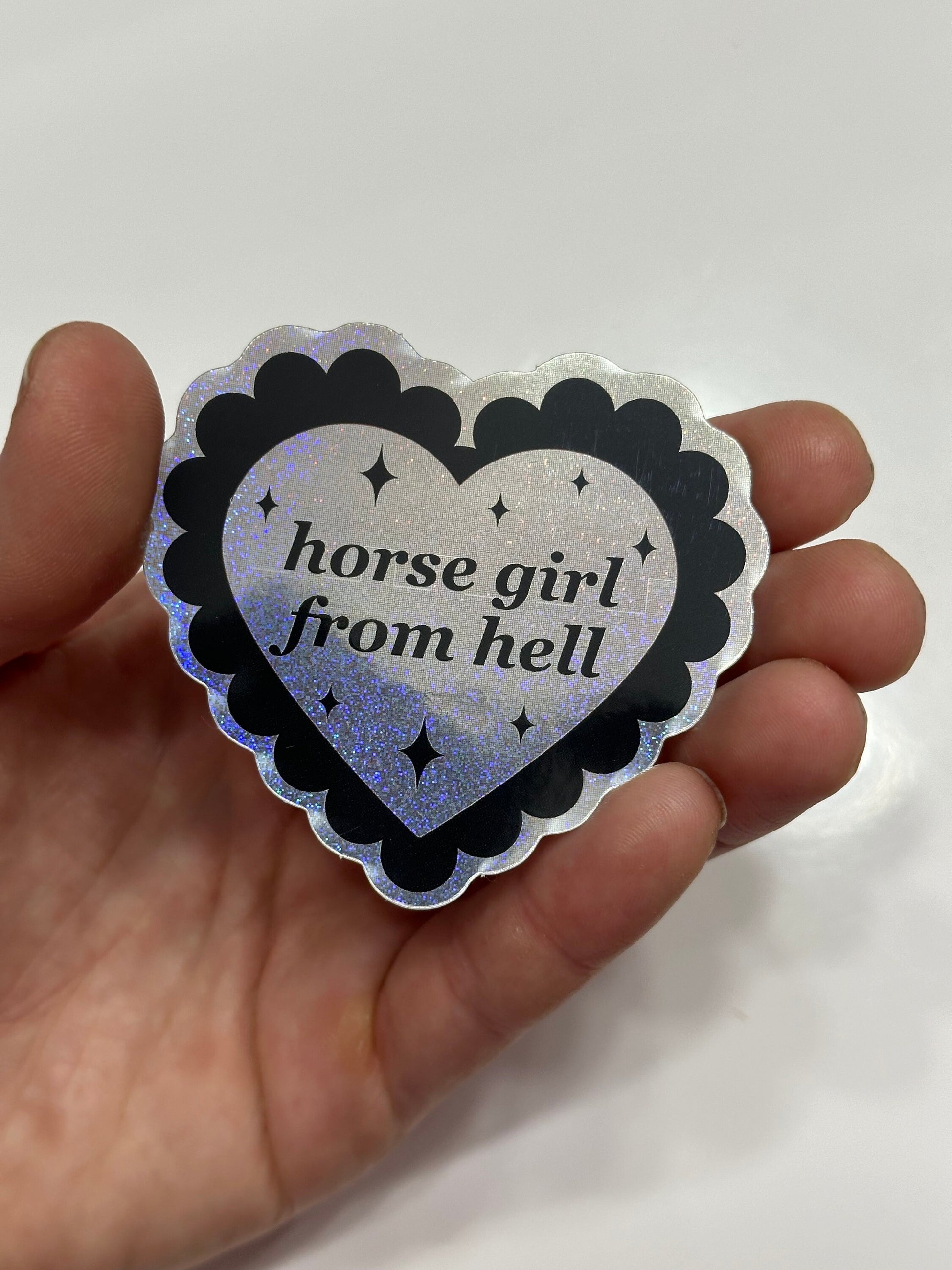 Horse Girl From Hell Scalloped Pixie Dust Sticker 2.7x2.5