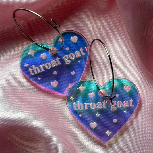 Iridescent Throat Goat Heart Hoop Earrings