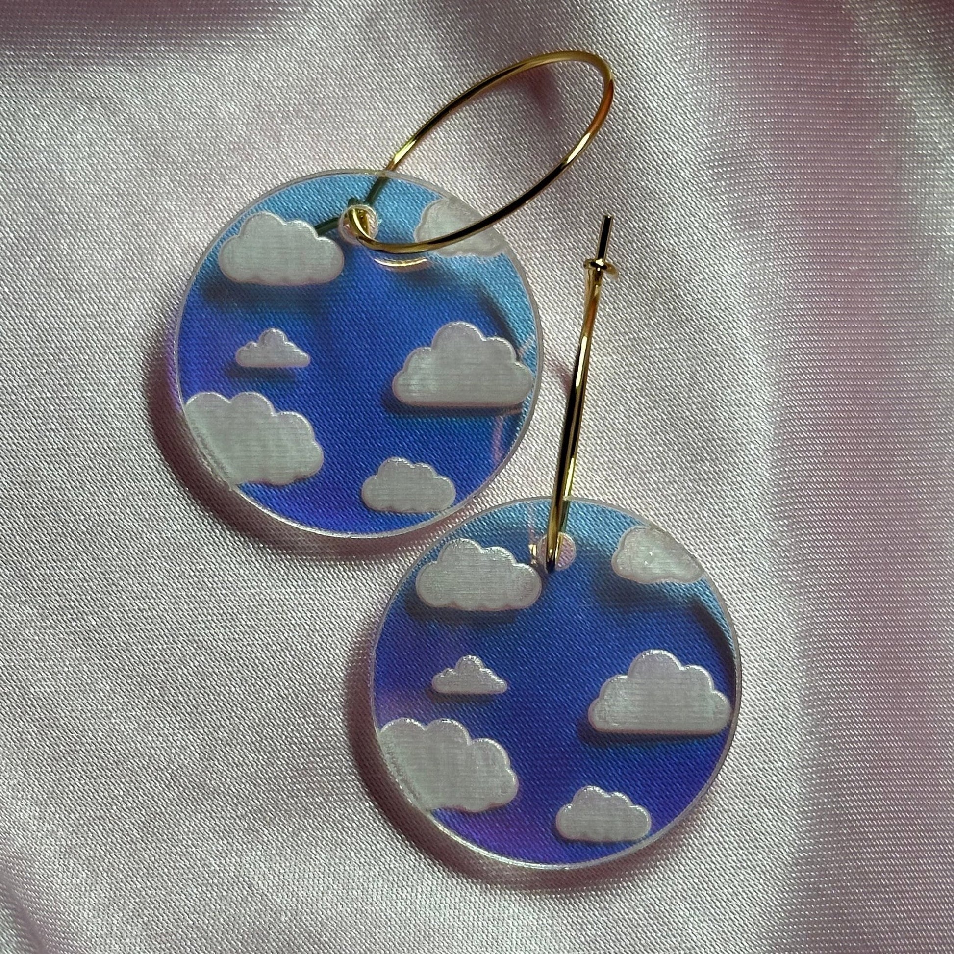 Iridescent Cloudy Circle Hoop Earrings
