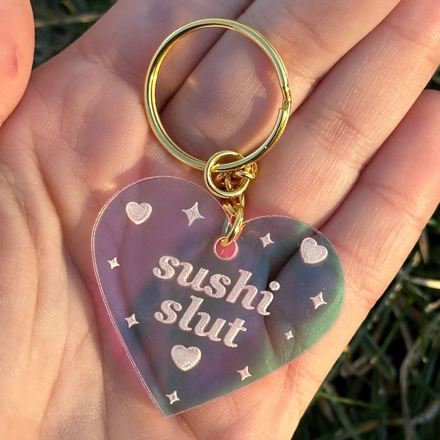 Sushi Slut Iridescent Acrylic Keychain