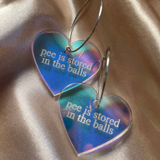 Iridescent Acrylic Pee Is Stored In The Balls Heart Hoop Earrings