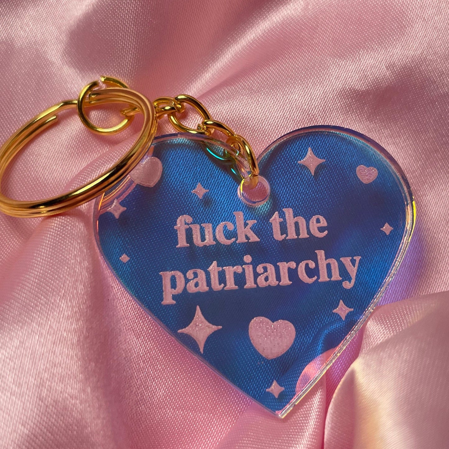 Fuck The Patriarchy Iridescent Acrylic Keychain