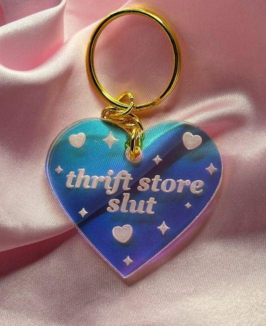 Thrift Store Slut Iridescent Acrylic Keychain