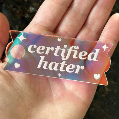 Iridescent Certified Hater Tumbler Topper 40 oz Size (Fits New 2.0 Cups Only Read Below!)