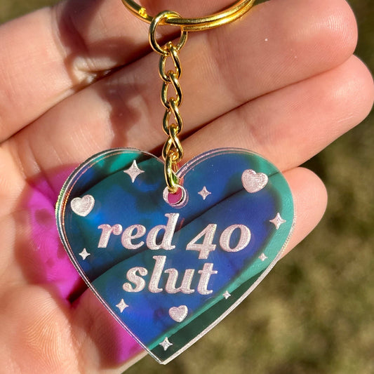 Red 40 Slut Iridescent Acrylic Keychain