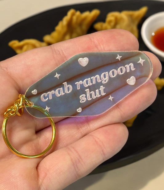 Crab Rangoon Slut Iridescent Acrylic Motel Keychain
