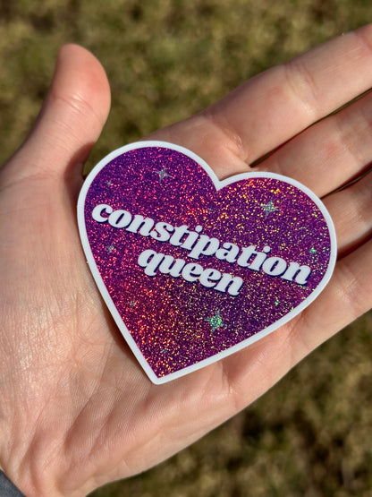 Constipation Queen Pink/Purple Glittery Dust Sticker