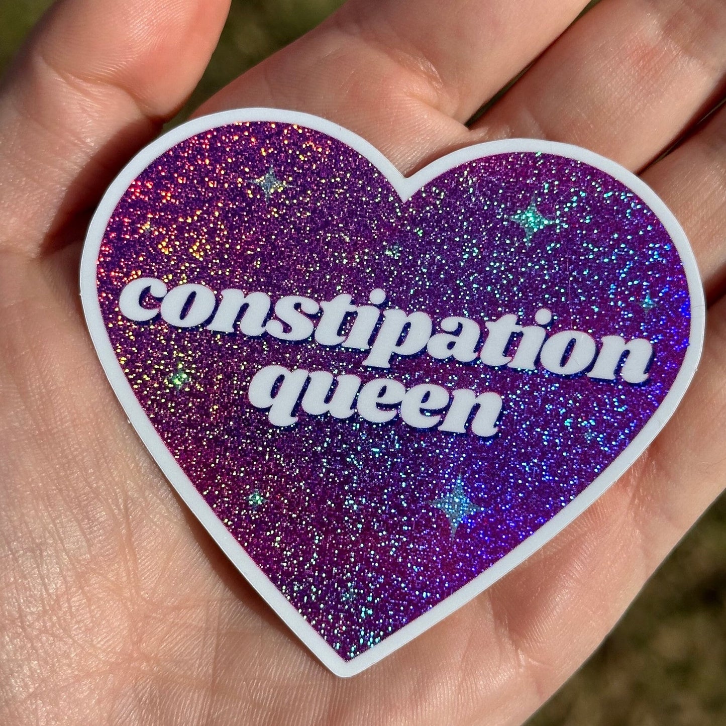 Constipation Queen Pink/Purple Glittery Dust Sticker