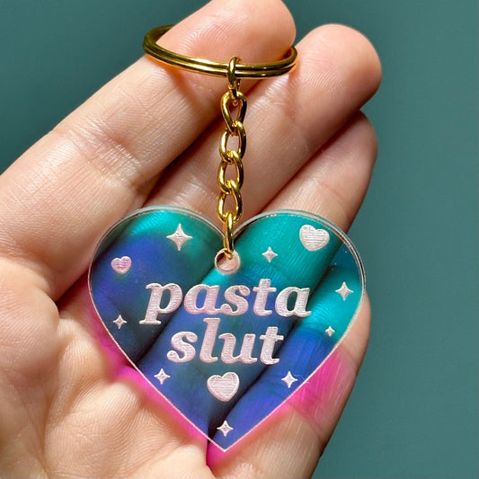 Pasta Slut Iridescent Acrylic Keychain